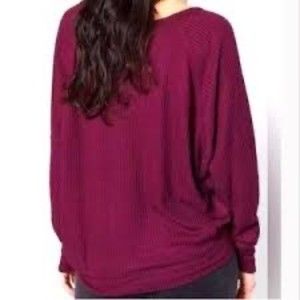 FREE PEOPLE SANTA CLARA THERMAL TOP (MULBERRY)
